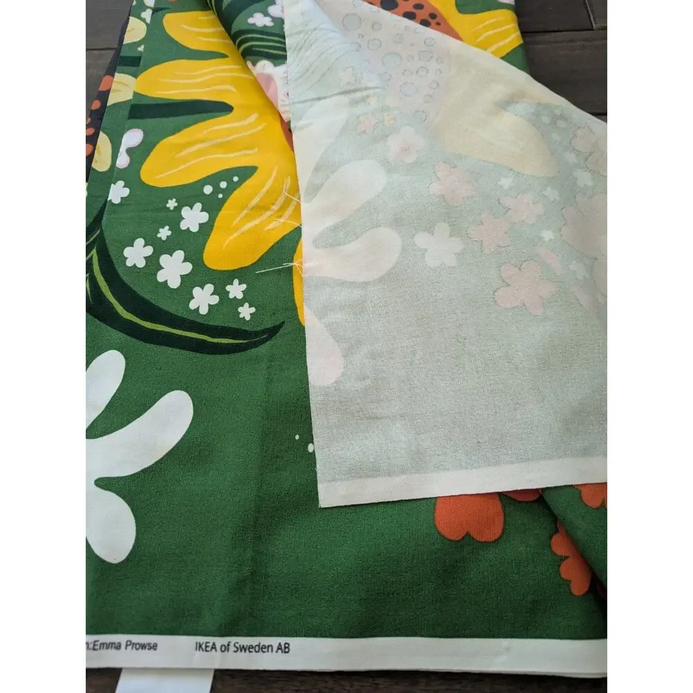 Ikea CAFEBITRADE Pre-Cut Fabric Green/Multicolor Floral Pattern 59x118